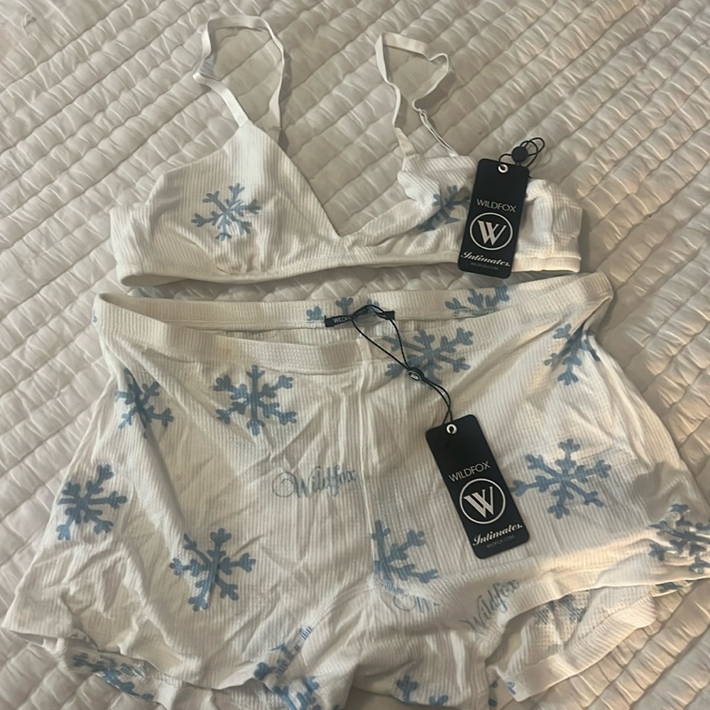 NWT wild fox snowflakes intimates bra and panty set